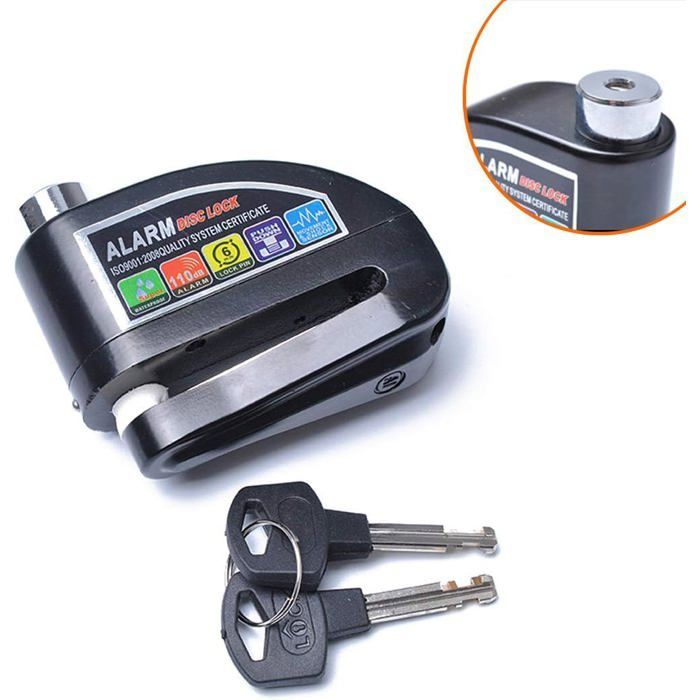 Candado para disco de freno de motocicleta, candado para disco de freno de scooter con alarma de seguridad, negro
