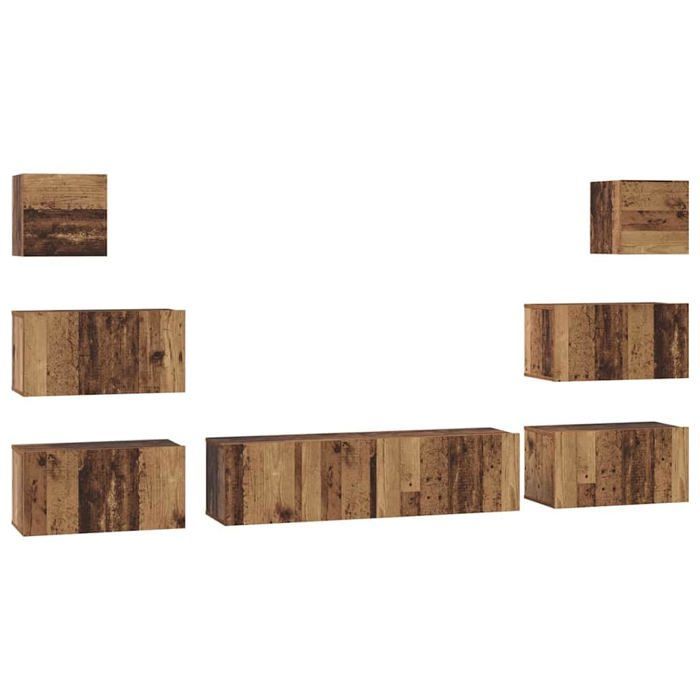 Armario de pared para garaje - vidaXL - Madera antigua - Madera de ingeniería - 60x30x30 cm - 35,9 kg - 8 puertas batientes