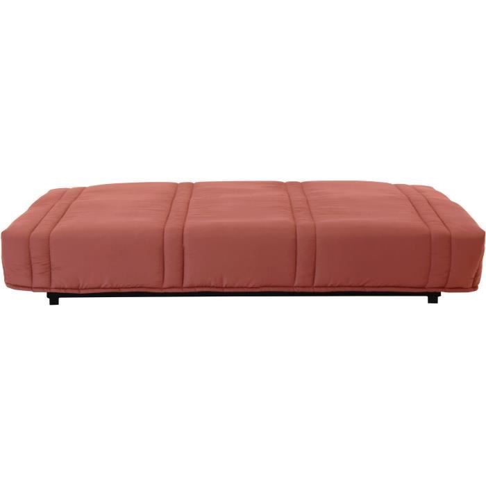 Divano letto a 3 posti con meccanismo click-clack - Terracotta - 100% cotone - L 193 x P 92 cm - LENA