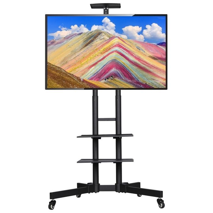 Soporte de TV independiente - 3 estantes - 2 barras, altura ajustable - Compatible con pantallas de 32 a 75 pulgadas (LCD/LED/Plasma), VESA máximo 600x400 mm, YAHEETECH