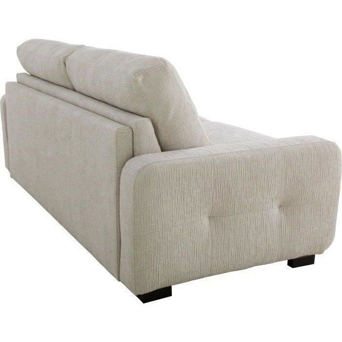 Canapé convertible express - 2/3 places - SOA - Tissu gauffré - Beige - Matelas 15 cm - 195 x 100 x 91 cm - DUNLOPILLO