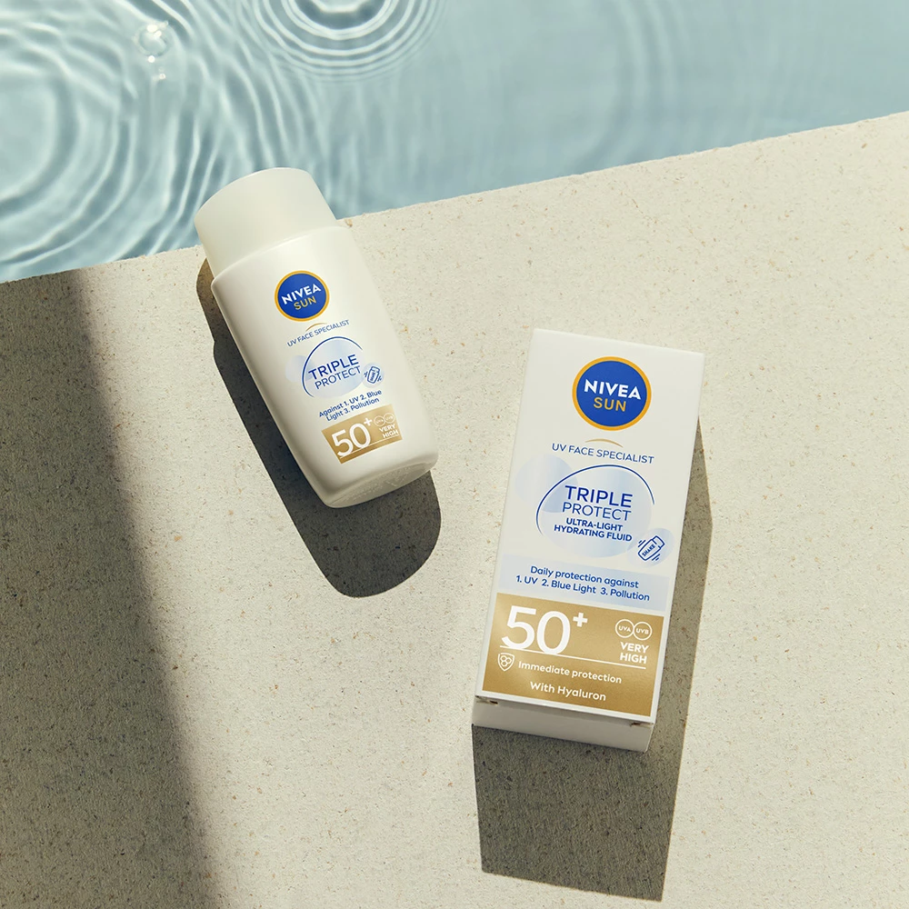 NIVEA UV arcra való tripla védőfolyadék SPF 50+ 40 ml