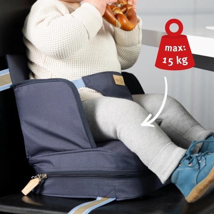 Silla elevadora para bebé - ROBA - Plegable - Cojín hinchable - Cinturón ajustable - 6 meses / 3 años (15 kg) - Azul marino