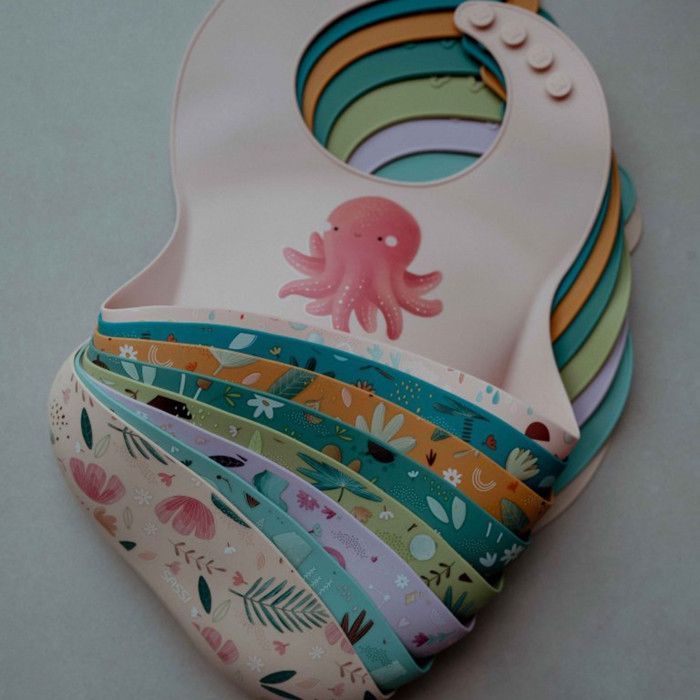 Sassi Junior - Bavoir en silicone Slurpy la pieuvre