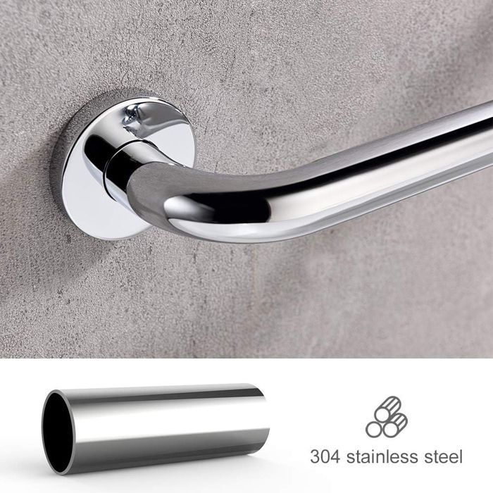 TOKIUS 45 cm roestvrijstalen douchegreep, toiletgreep, chroom, 304 roestvrij staal, zilver