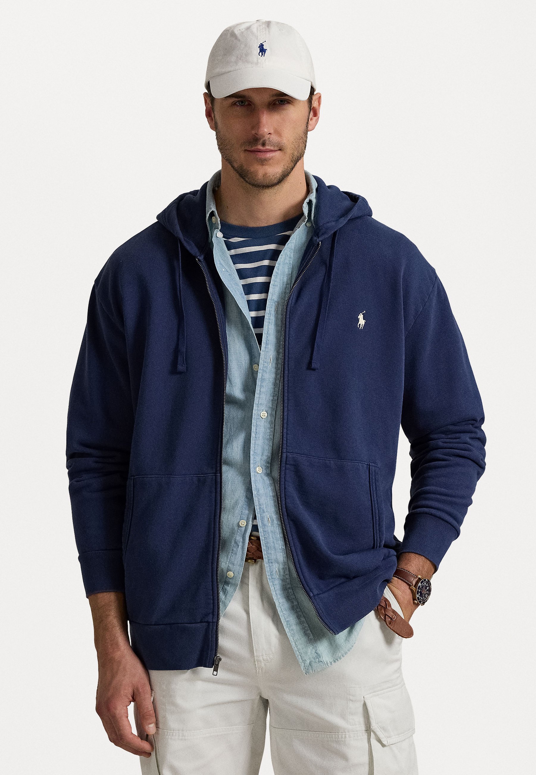 Polo Ralph Lauren Big & Tall sweatshirt met lange mouwen en rits - marineblauw
