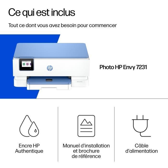Imprimante tout-en-un HP Envy photo 7231 jet d'encre couleur + Carte Instant Ink