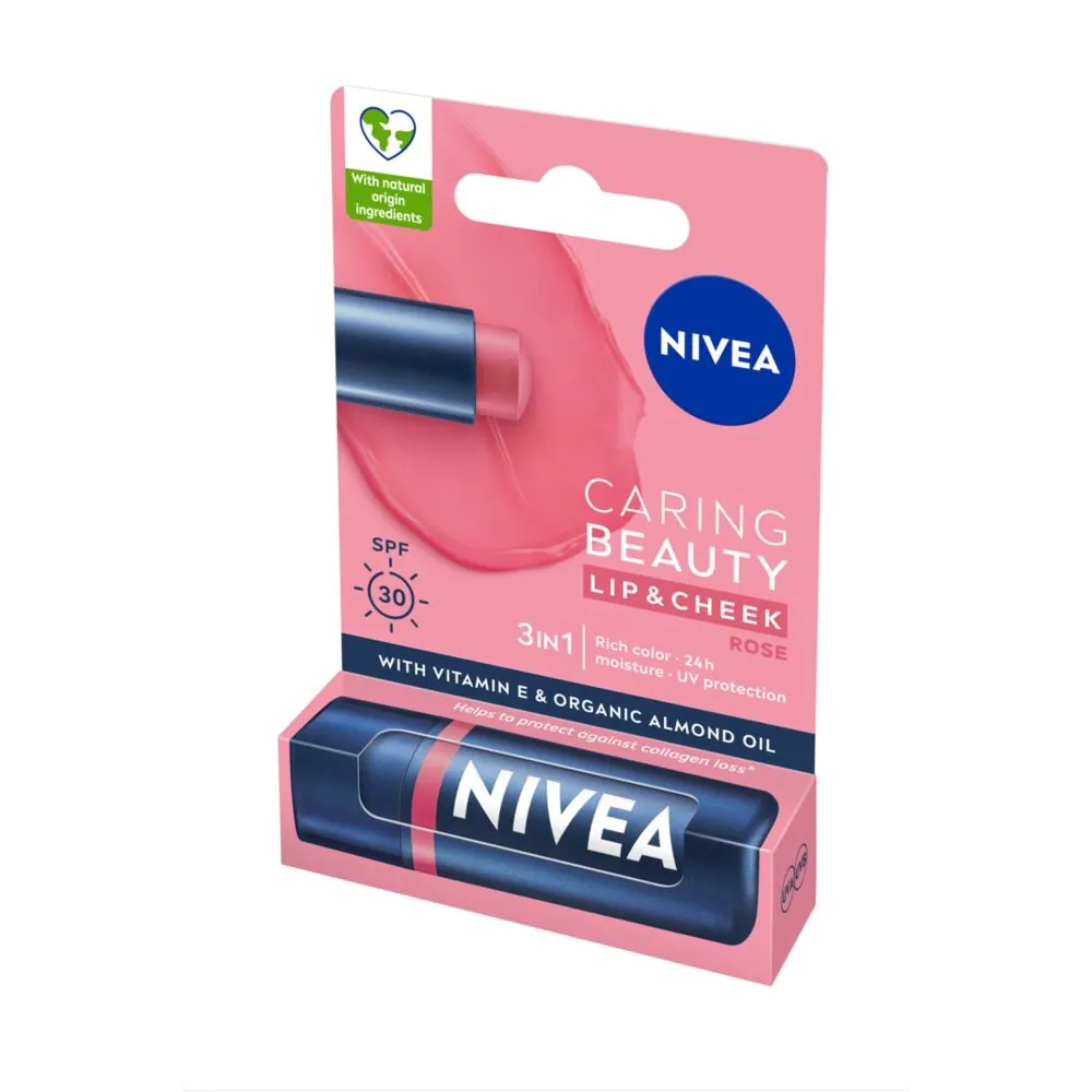 Nivea Pielęgnująca pomadka do ust Caring Beauty 3w1 Rose