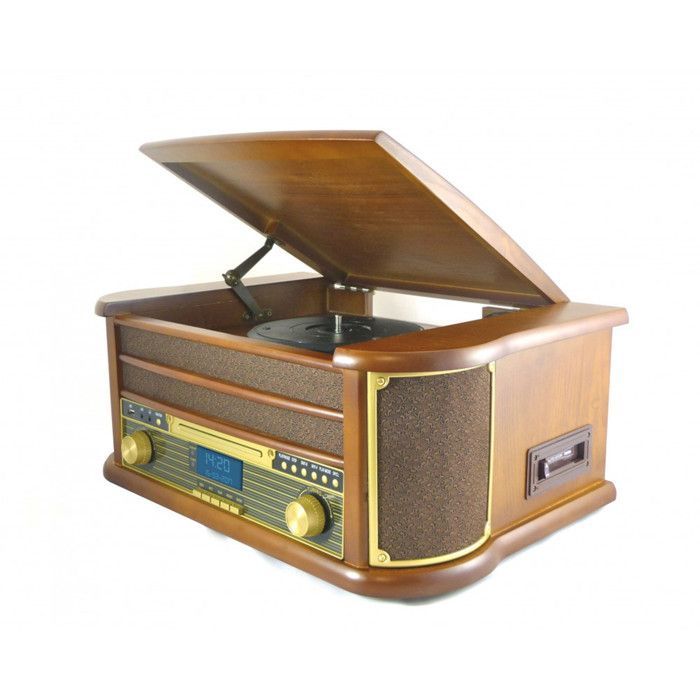 INOVALLEY RETRO29-E Retro-Vinyl-HiFi-System mit Bluetooth, CD, Kassettenlaufwerk, FM-Radio, USB-Anschluss und Fernbedienung