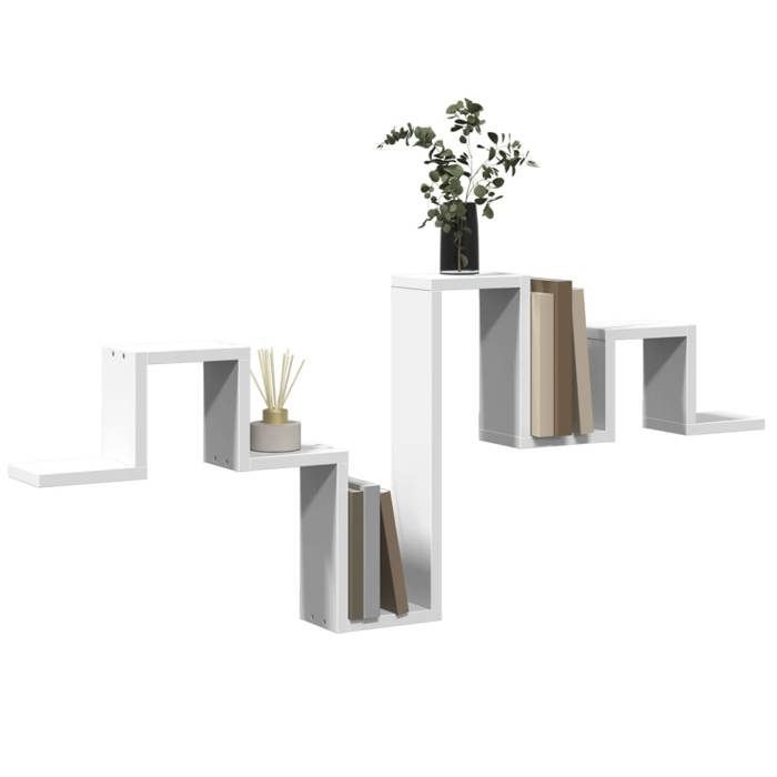 vidaXL Witte wandplank 104,5x10x43 cm, gemaakt van bewerkt hout, opbergplank, hangplank, displayplank, 840723
