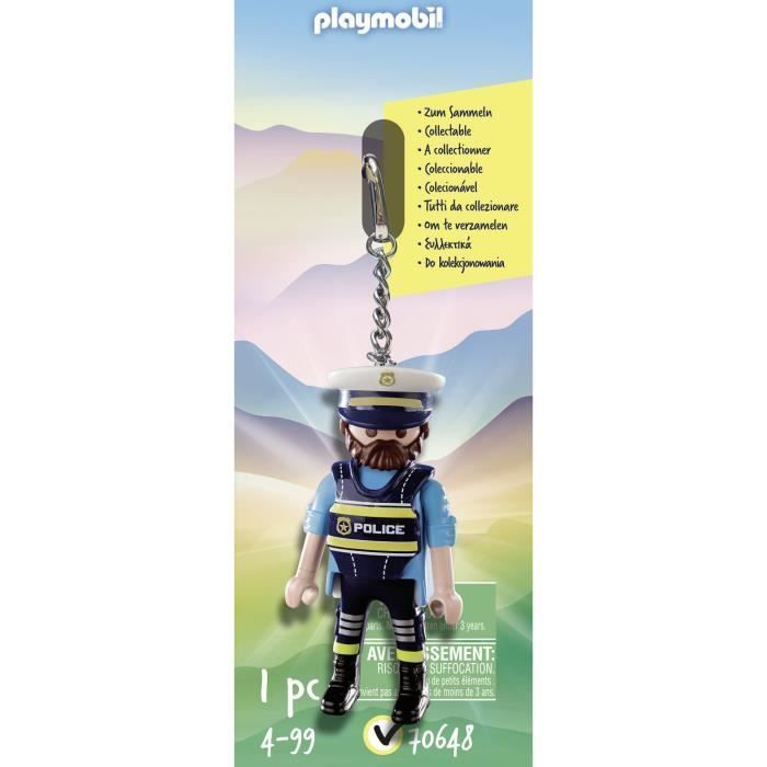 PLAYMOBIL - 70648 - Porte-clé Policier - Gamme Playmobil City Action - Pour Enfant dès 4 ans