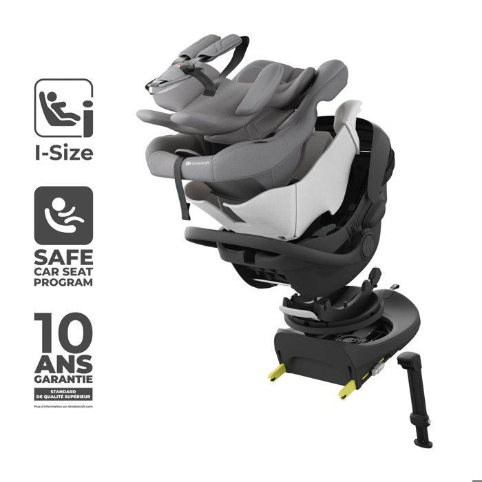 Silla de coche Kinderkraft I-LITE ENDURA SAFE FX i-Size 40-87 cm – Orientación hacia atrás, ISOFIX o cinturón, ECE R129, compatible con cochecito, gris