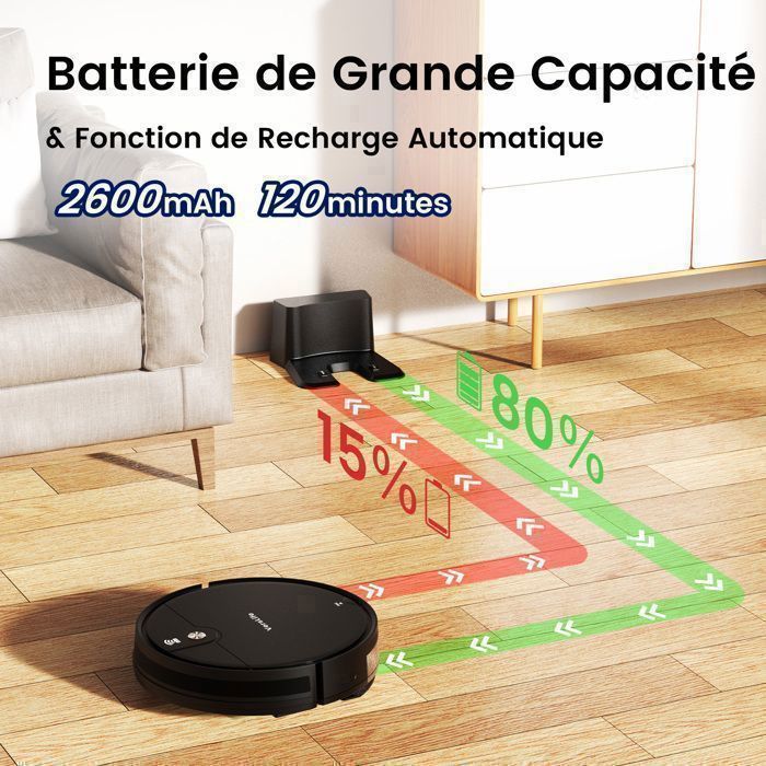 VersLife L6 - Aspirateur Robot Laveur 2 en 1, 4000Pa/120Min- 5Modes - WiFi/App&Vocal, Charge-auto, Poils d’Animaux et Tapis