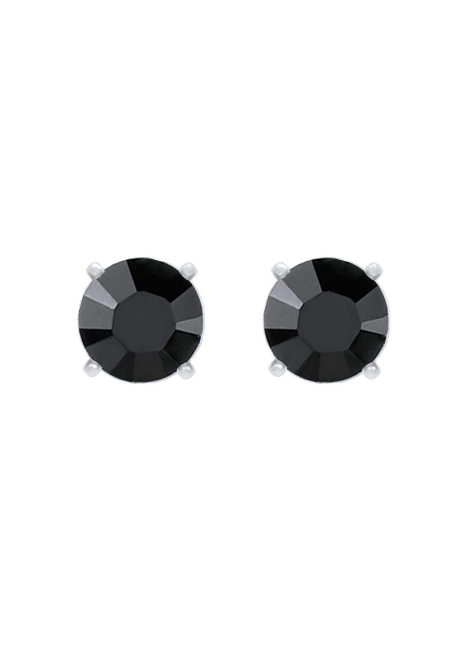 KUZZOI Géo Minimal Cristaux Noir Boucles d'Oreilles Hommes (925/1000) Argent