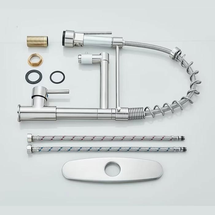Kitchen Faucet with 2 Jets, Spring-Loaded Mixer Tap, 360° Rotating Kitchen Mixer Tap, Hot & Cold, Available in Brushed Finish