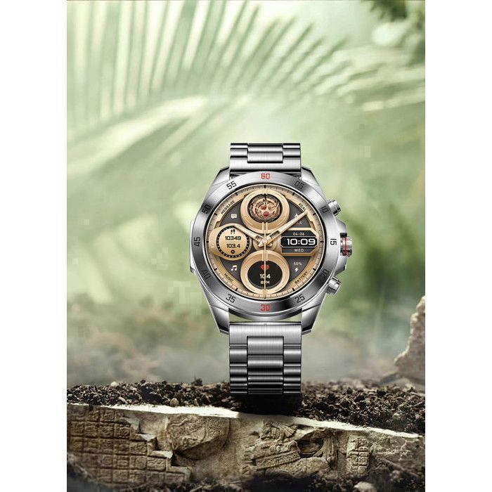 XtraDiTech Men's Smartwatch, Silver Stainless Steel Bracelet, 1.43