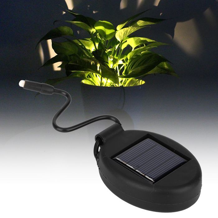 Lámpara solar impermeable para macetas; Iluminación exterior para balcón y jardín, color negro.