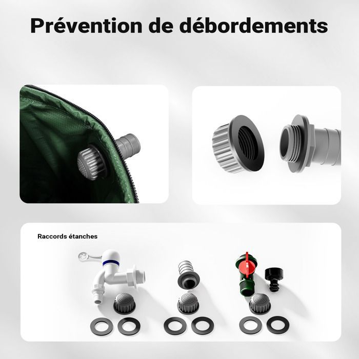 Tanque plegable de recolección de agua de lluvia Wiltec de 100 litros, tanque flexible de PVC con cremallera, grifo y tapa, depósito IR.