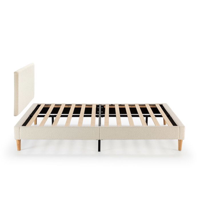 Niebla gestoffeerde bedbodem + hoofdbord 140x190 cm Beige