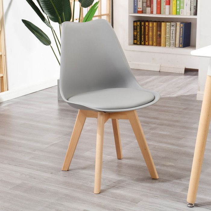 Eetkamerstoelen - DOWISDOLY - Scandinavisch - Set van 6 - Lederen zitting - B 49 x D 42 x H 83 (Grijs)