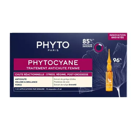 Phyto Phytocyane kuracja przeciw reakcyjnemu wypadaniu włosów dla kobiet 12 x 5 ml