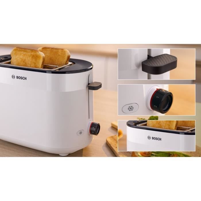Tostapane - BOSCH - TAT2M121 MyMoment - Bianco - 2 fette - centratura automatica del pane - funzioni di scongelamento e riscaldamento