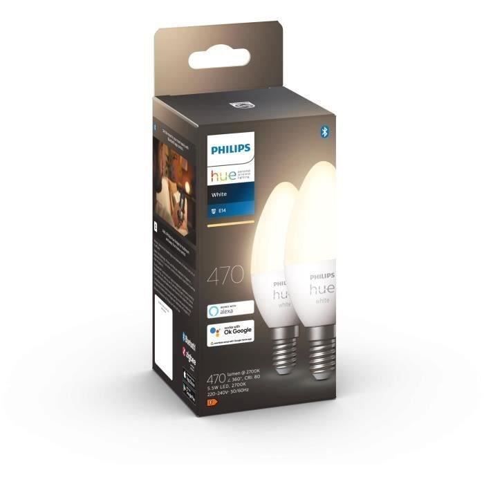 Bombillas inteligentes Philips Hue HW de 5,5 W con casquillo E14 (x2)