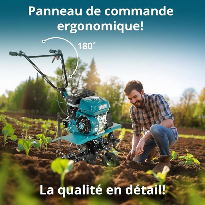 Motoculteur à essence KS 7HP-850A avec entraînement par courroie et chaîne, les fraises forgées, largeur de travail ≤ 80 cm