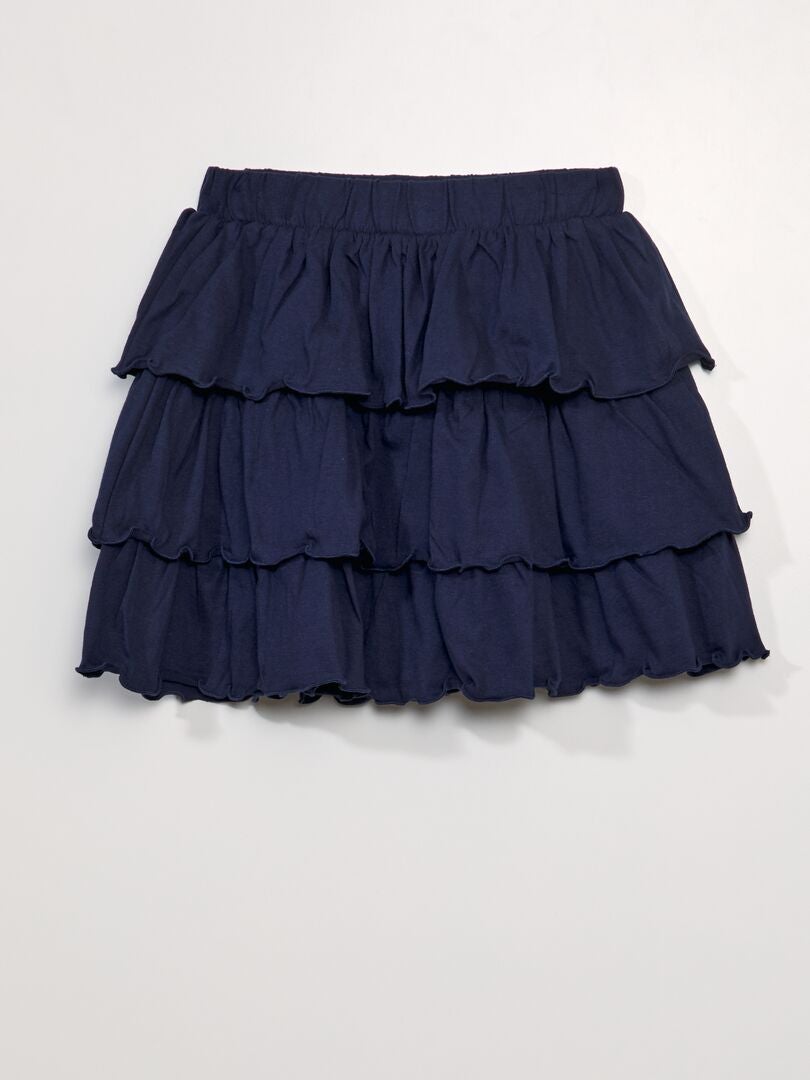 Uitlopende rok met ruches - BLAUW