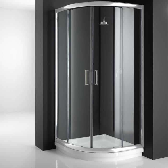 Cabine Paroi Douche Demi-Circulaire 80x80 H198 Transparent 6mm mod. Alabama - IDRALITE - Coulissante - Verre 6mm