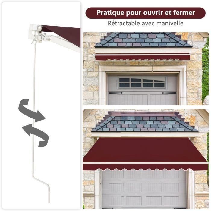 Toldo retrátil para varanda COSTWAY 3 x 2,5 m - Tecido resistente a raios UV e à água, estrutura de alumínio, ângulo ajustável de 5 a 35°, vermelho vinho