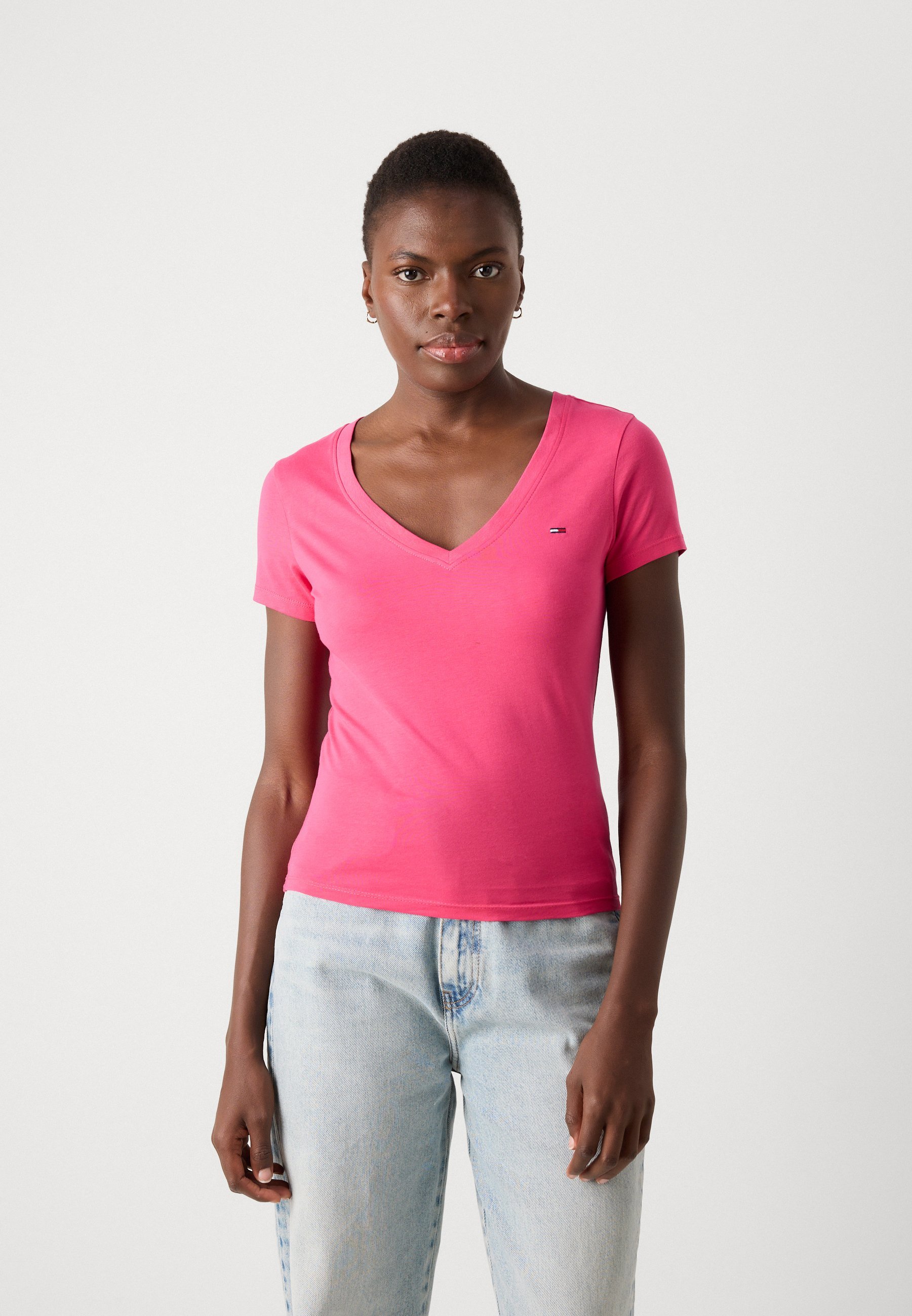 Tommy Jeans V-hals T-shirt 2-pack - Basic T-shirt - ecru / juweelroze