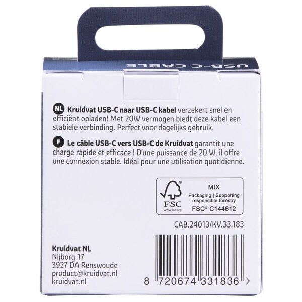 Kruidvat 20W USB-C na USB-C kabel