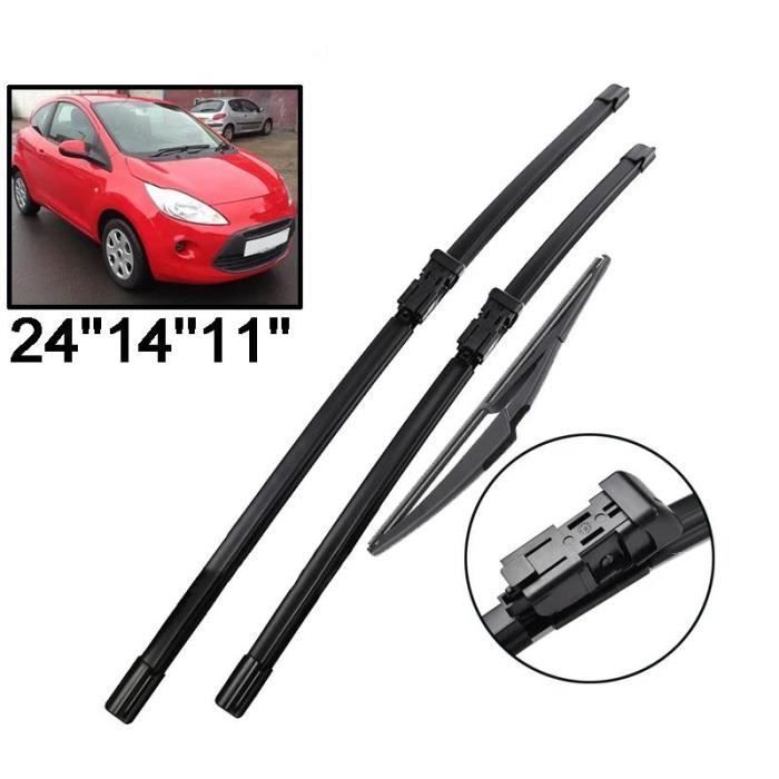 Set of 3 Front + Rear Wiper Blades for Ford KA MK2 2009 2010 2011 2012 2013 2014 2015