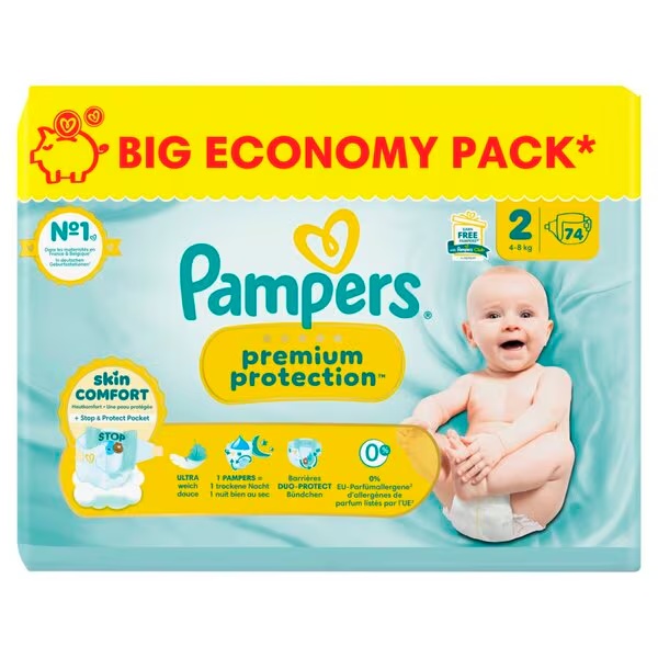 Pampers Premium Protection plenice velikost 2, velikost 2 (4–8 kg), 74 kosov