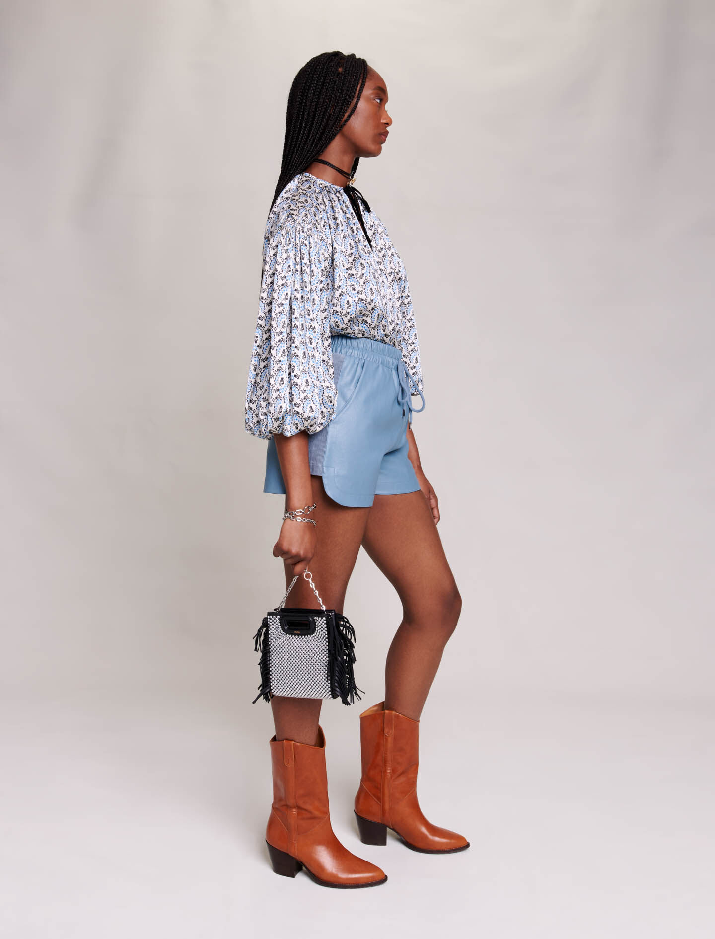 Kunstleren shorts - Blauw