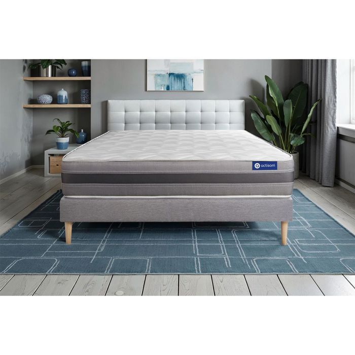 Conjunto de colchão e base de cama 90x200 cm - Base de cama cinza (necessita montagem) - Actiflex Relax