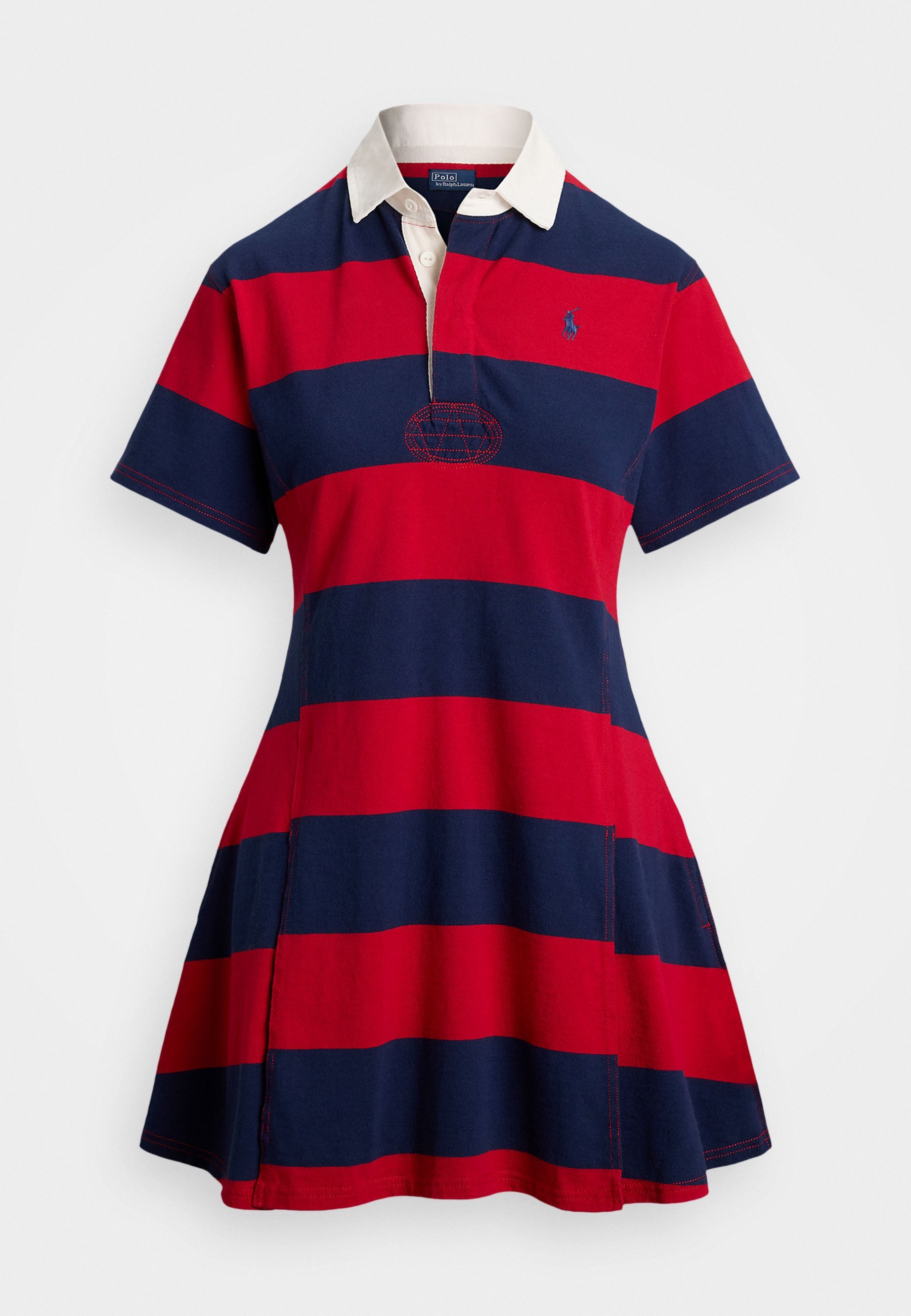 Robe de rugby en jersey de coton rayé Polo Ralph Lauren - Robe en jersey - Rouge sport polo/bleu marine
