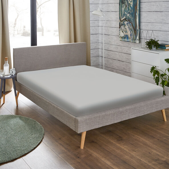Spannbetttuch Flannel, 140-160 x 200 cm, hellgrau