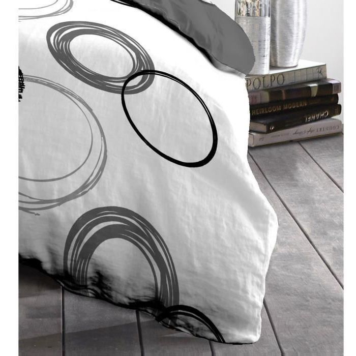 Parure de couette microfibre Audace - 1 housse de couette 220 x 240 cm + 2 taies d'oreiller 63 x 63 cm - Gris clair