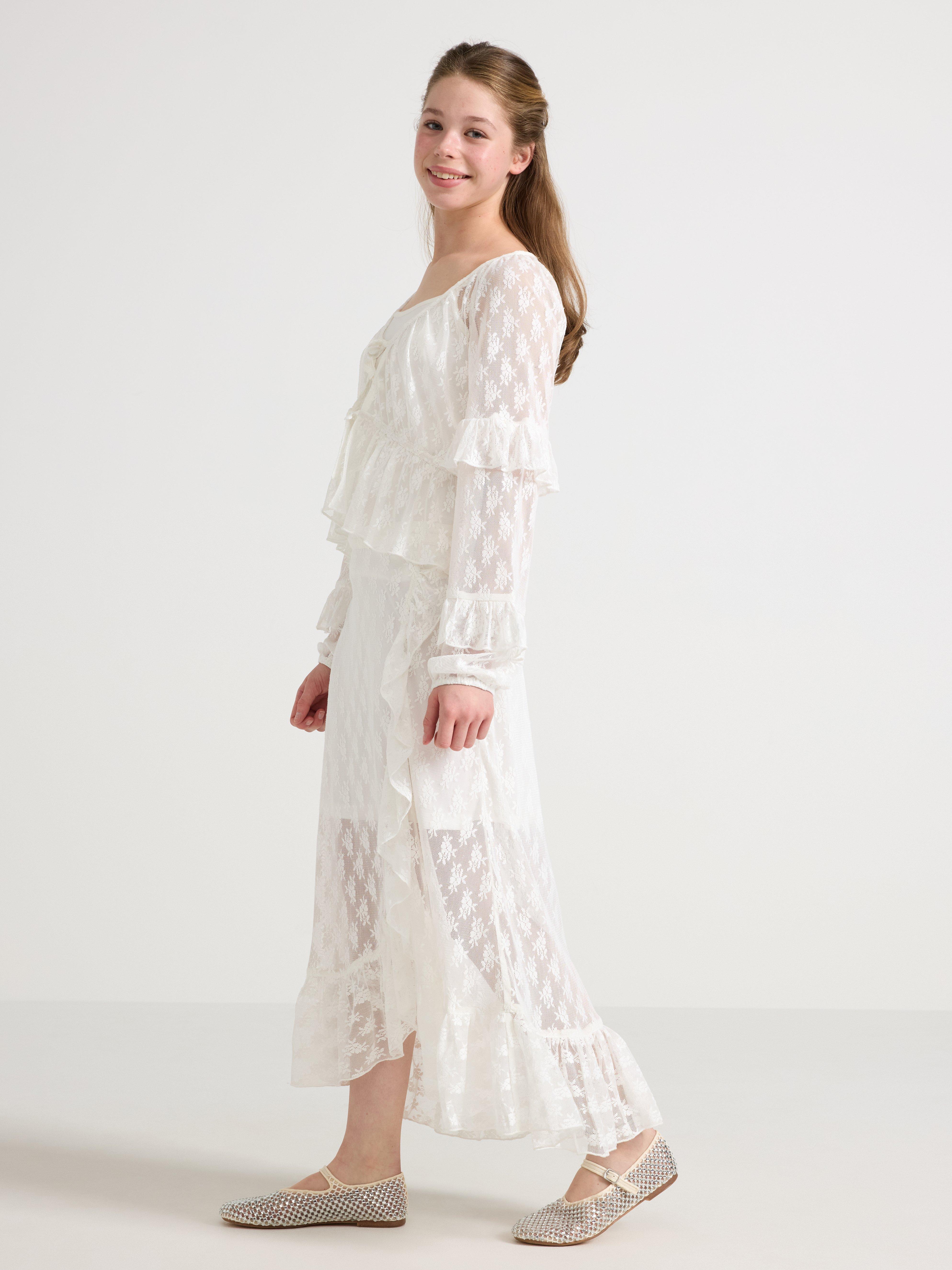 Blondenederdel med flæser Off White