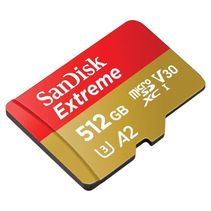 SanDisk Extreme 512GB microSDXC Memory Card + SD Adapter up to 160MB/s, with UHS Speed Class 3 (U3), V30