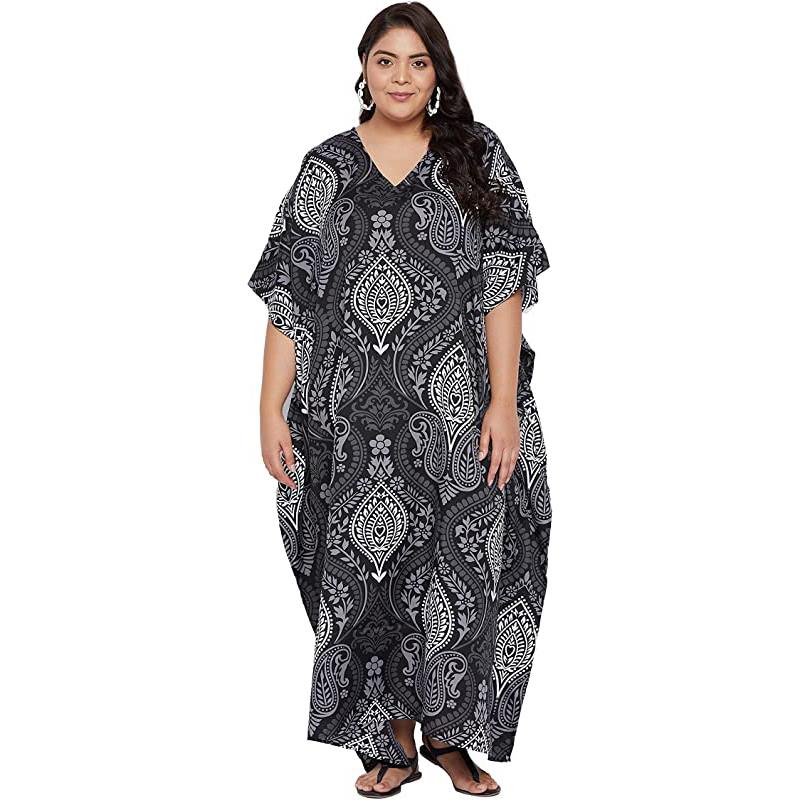 Abito lungo stile maxi, caftano stampato, abito da spiaggia per donna taglie forti, abito da sera