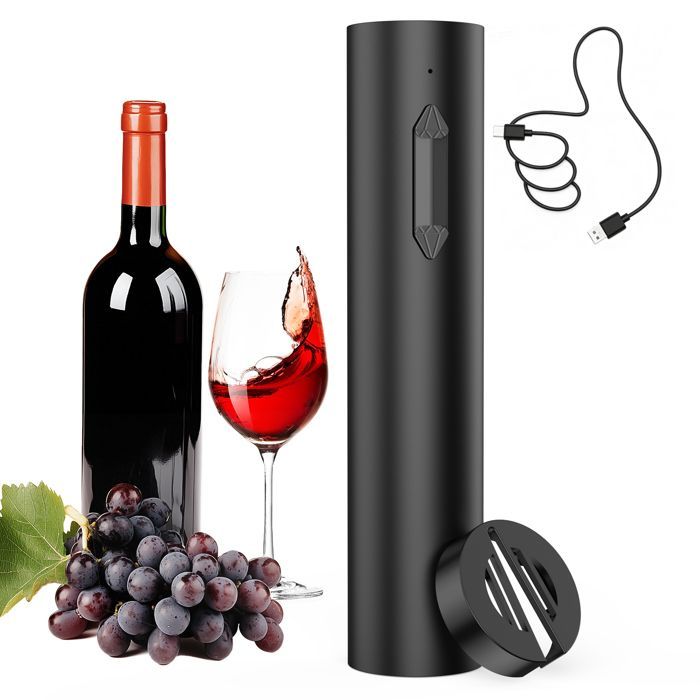 Tire bouchon electrique rechargeable - ouvre bouteille electrique coupe-fil et câble de chargement USB - pour la maison, les fêtes