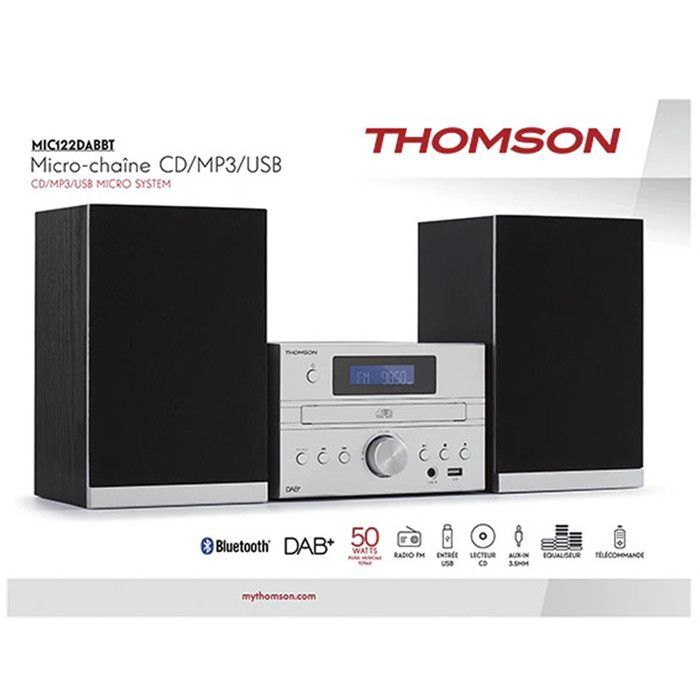 Sistema micro Hi-Fi THOMSON MIC122DABBT con CD/Bluetooth, MP3/USB/DAB+ - Potenza 50W - Bass Boost