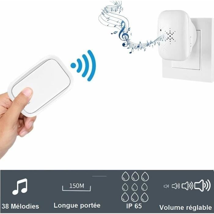 Wireless and Battery-Free Outdoor Doorbell, Waterproof IP65, Snow, Rain, and Humidity Resistant
