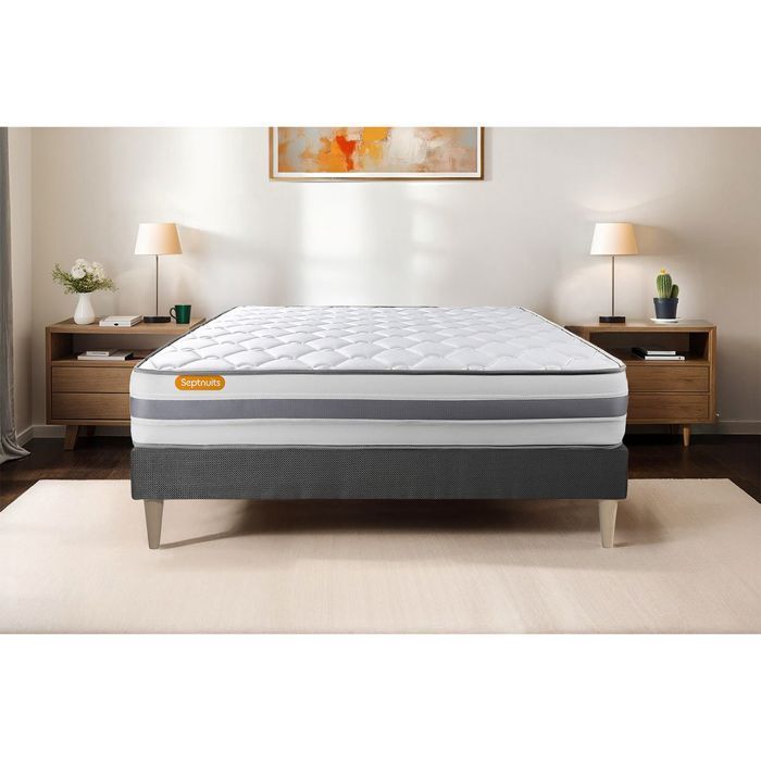 Matelas + sommier  90x200 Memo Spring Ressorts ensachés 3 zones de confort MAXI épaisseur