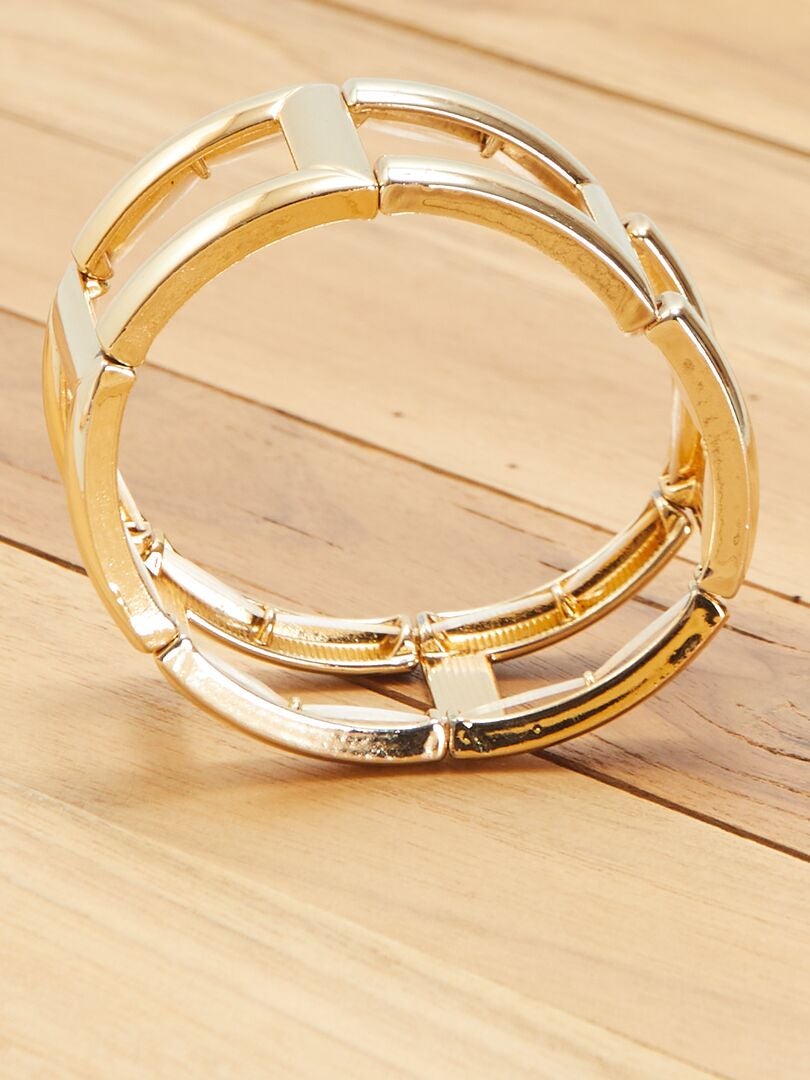 Vierkante gouden armband - BEIGE