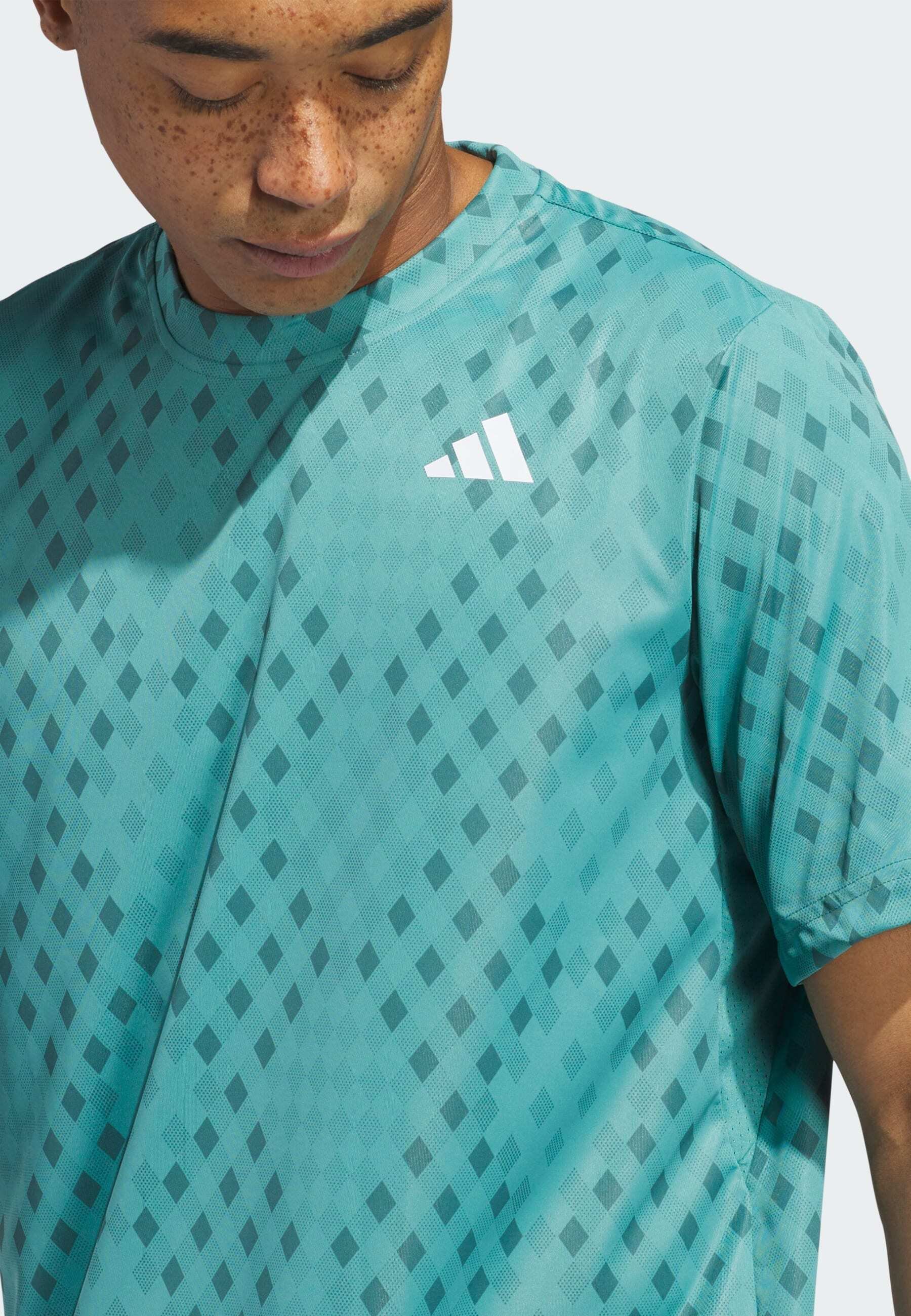 adidas Performance CLUB GRAPH T-shirt - T-shirt met print - poedergroenblauw/tweedehands groenblauw
