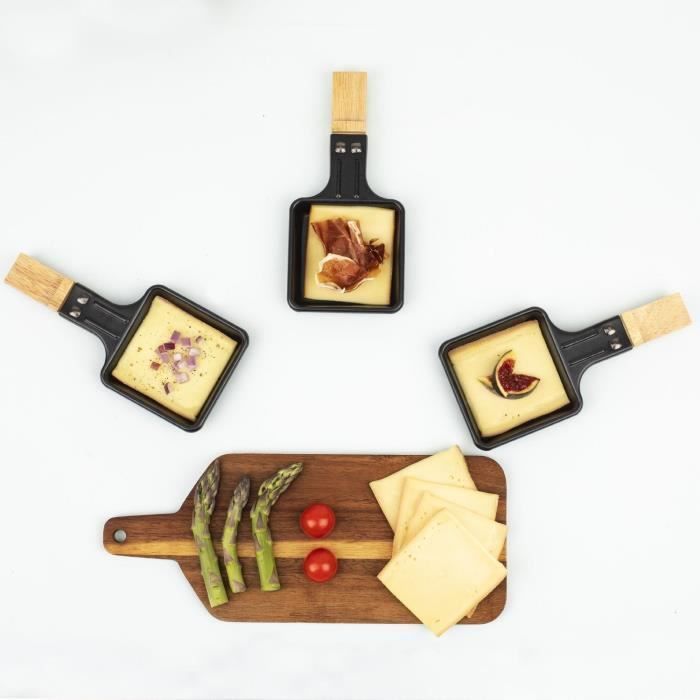 Appareil à raclette HKOENIG - WOD8 - Jusqu'à 8 personnes - Pierre à cuire - Design Bois - 1200W